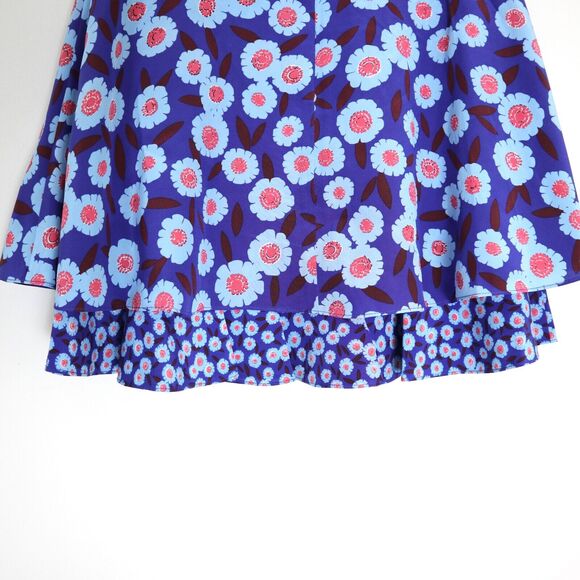 Kate Spade New York Size 0 Silk Tangier Floral Double Layer Skirt Cobalt Blue - Picture 9 of 10